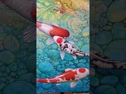 Paint Koi Fish, Water. Working Process #waterlily #koifish #trending #ytshorts #trendingshorts #art