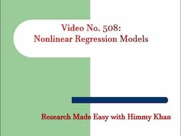 508: Nonlinear Regression Models