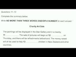 Charity Art Sale With Answers | IELTS LISTENING SECTION-2