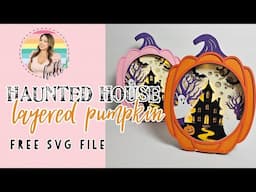 Free Haunted House Layered Pumpkin SVG