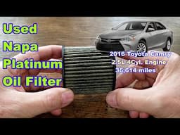 Napa Platinum PFL47047 Cartridge Oil Filter Cut Open, Used Napa Platinum Oil Filter