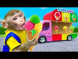 KiKi Monkey explore Amazing Rainbow Ice Cream Truck then play LEGO with Puppy | KUDO ANIMAL KIKI