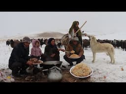 Surviving the Coldest Village with Heavy Snowfall in Afghanistan -63°C|Shepherd Mother Cook Head Cow