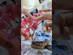 Turning tiny wooden slices into a dreamy little pond 🐣🏝️🌸💙 |#shorts #diy #viral #youtubeshorts