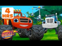 4 HOURS of Crusher Building Robots, BLAZING Races & More! 🤖💨 | Blaze and the Monster Machines