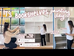 MATCHA GREEN BOOKSHELVES 🍵 paint with me, bathroom makeover + new decor!