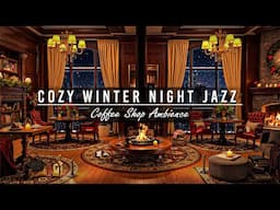 Cozy Winter Night ☕❄ Relaxing Jazz Music in a Snowfall Coffee Shop for Stress Relief & Healing Moods