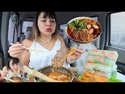 Real Mukbang Lots of Spring Rolls, Spicy Bun Bo Hue, Thick Cut Beef Rib, Vietnamese Food, ASMR 먹방