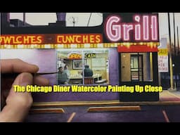 The Chicago Diner Watercolor Painting Up Close