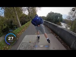 Pascal Briand skating on the Toulouse lake road