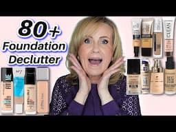 MASSIVE 80+ Drugstore Foundations Declutter Over 50 Skin