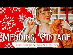 Mending Vintage: Repairing a 1950s Christmas Dress + Try On