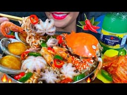 ASMR SPICY SEAFOOD NOODLES SOUP *makanan laut pedas* 먹방 MUKBANG MASSIVE Eating Sounds