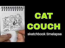 Couch Cats - timelapse cat drawing