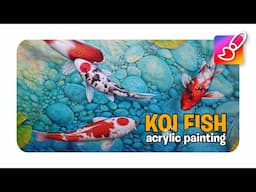 How to paint a Koi Fish in acrylics | Timelapse