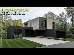 Asymmetrical Rectangular House Architecture Design Ideas in Two Tones Color