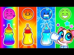 Bottle Milk Feeding | Hot VS Cold | Take Care of New Sibling | Animated Stories for Kids | Purr-Purr