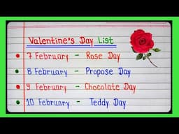 Valentine Week | 7 Feb to 14 Feb all day list | kal konsa day hai 2025 lValentine's Day week 2025