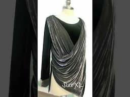 Black Velvet and Silver Metallic Classic Top- XL