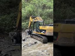 Landslide on Peru’s Salkantay Trek creates a waterfall and an excavator comes along to save the day!