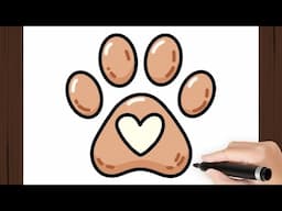 How To Draw a DOG PAW KAWAII I Easy