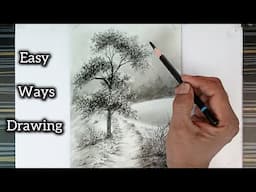 How to draw a tree on winter season place.