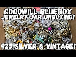 925 Silver & Vintage! 😍 NC Goodwill BlueBox 5lb Jewelry Jar Unboxing #jewelryunboxing #jewelryjar