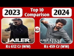 2023 vs 2024 Top 10 Tamil Highest Grossing Movies Worldwide | The GOAT | Vettaiyan | Jailer | Leo