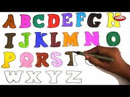 Learn Alphabet a to z with Words - Colouring and Drawing | Alphabet Coloring Page