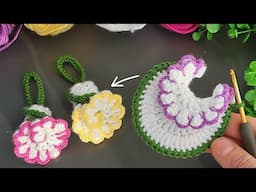 SUPER IDEAS!🥰 Make MONEY with This SUPER EASY Crochet Mini Tulip Flower Keychain! 🥰 Sell and gift.