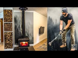 EP14 WOOD STOVE FACELIFT - Firewood Rack and Misty Mountain Mural to Make Our Cottage Warm & Cozy