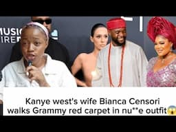 Kanye West wife Bianca Censori walks Grammy red carpet in a nu**e outfit😱😱 #viralvideo #shocking