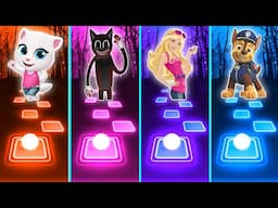 Talking Angela 🆚 Cartoon Cat 🆚 Barbie Girl 🆚 Paw Patrol Coffin Dance Cover Tiles Hop