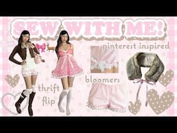 SEW WITH ME 🦌🎀 making bloomers, thrift flip babydoll top, hime style, pinterest girl ₊˚ෆ