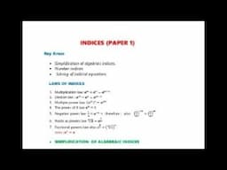 KCSE (FORM 2) AND KJSEA (GRADE 9) MATHS, THE LAWS OF INDICES