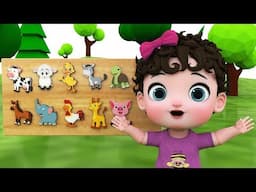 Little Baby Girl Play With Farm Animals Puzzle Block Toys | 3D Animated Cartoon Puzzle Game Videos