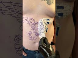 Traditional Eagle Stomach Tattoo