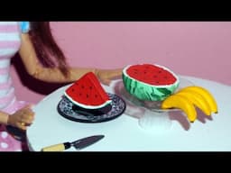 Como fazer banana e melancia (frutas) para boneca Barbie e outras - miniatura