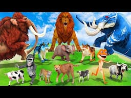 10 Giant Elephant Cow Gorilla vs Giant Lion Tiger Cheetah vs Dinosaur Attack Mini Cow Baby Elephant