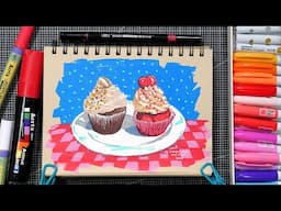 Doodlin' with Markers! Let's Draw Cupcakes!