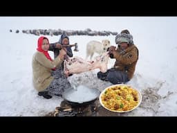 Coldest Village with Heavy Snow in Afghanistan -63°C | Shepherd Mother Cooking Mutton Biryani