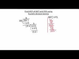 HCF of 255 and 867 by Euclid's division lemma / HCF of 255 and 867 by / 255 and 867 ka HCF