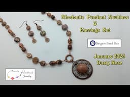 Rhodonite Pendant Necklace & Earrings Set | Bargain Bead Box | January 2025 | Dusty Rose Collection