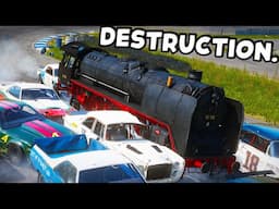 What Happens If You Add A GIANT TRAIN Into Wreckfest?