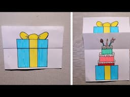 Birthday pop up greeting card | How to make Birthday cake drawing | Handmade Birthday wishing card🎂