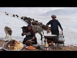 Shepherd's Life in the Coldest Mountain of Afghanistan | Shepherd Mother Cooking Village Style Food