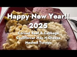 Happy New Year 2025 Corned Beef & Cabbage with Mashed Turnips and Cauliflower Mash