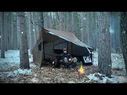 Solo Hot Tent Camping in Late Winter Snow | Michigan Backcountry