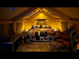 SPOOKY HALLOWEEN CAMPING IN A BIG INFLATABLE TENT!