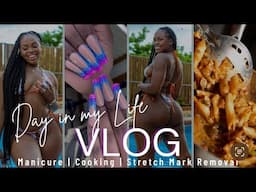 Day In the Life: VLOG | Stretch Mark Removal, Laser, Cooking Beef, Presto Pasta,  Nails, Pool + more